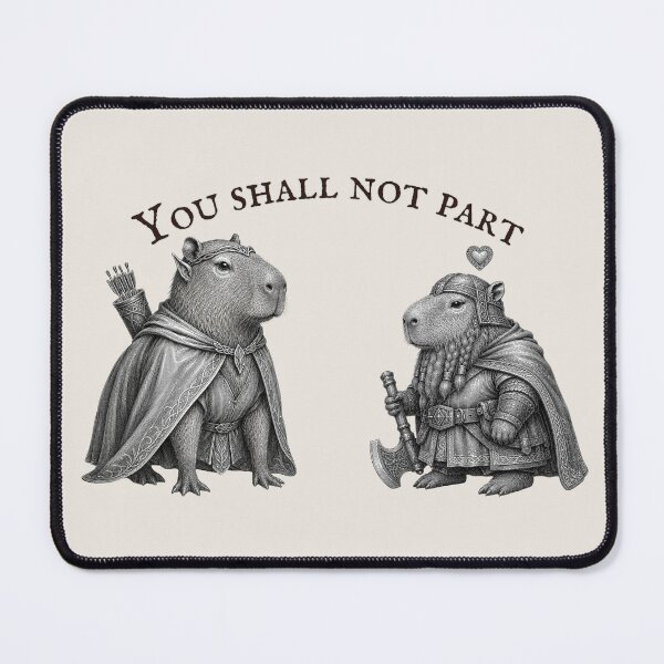 Item preview, Capybara couple You shall not part | Elf and dwarf - Fantasy universe romance designed and sold by Love&Geek.