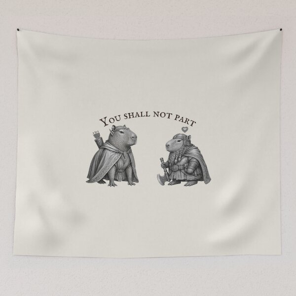 Item preview, Capybara couple You shall not part | Elf and dwarf - Fantasy universe romance designed and sold by Love&Geek.