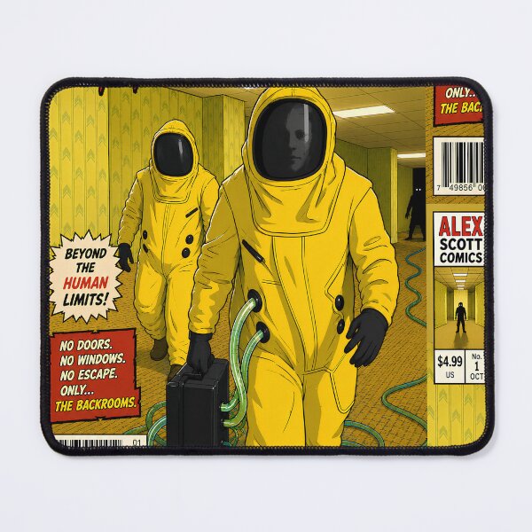 Item preview, Backrooms comic cover print hazmat yellow designed and sold by Campbell0395.