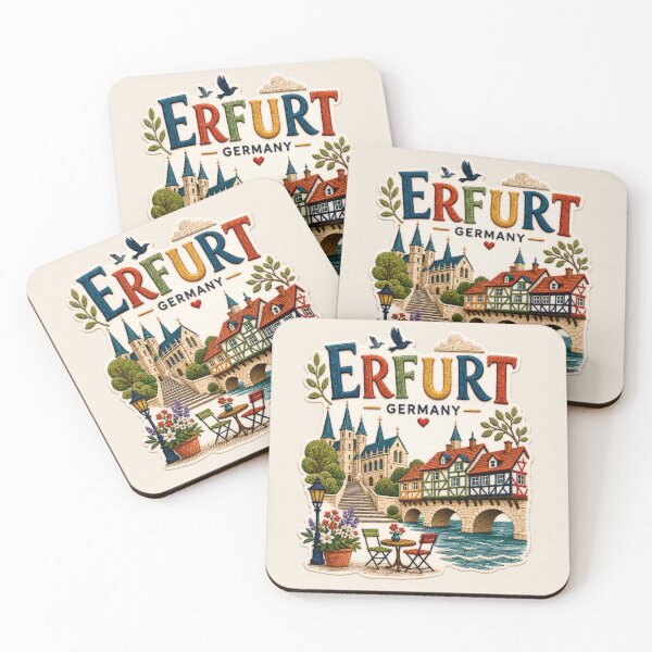 Item preview, Erfurt Krämerbrücke Embroidered Travel Art designed and sold by Witsprings.