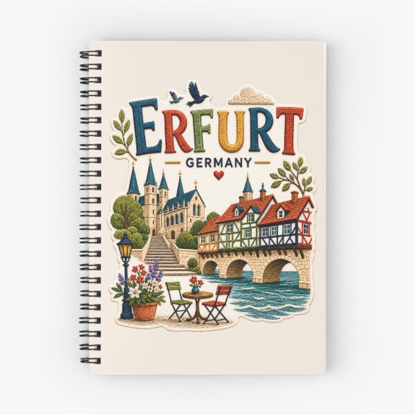 Item preview, Erfurt Krämerbrücke Embroidered Travel Art designed and sold by Witsprings.