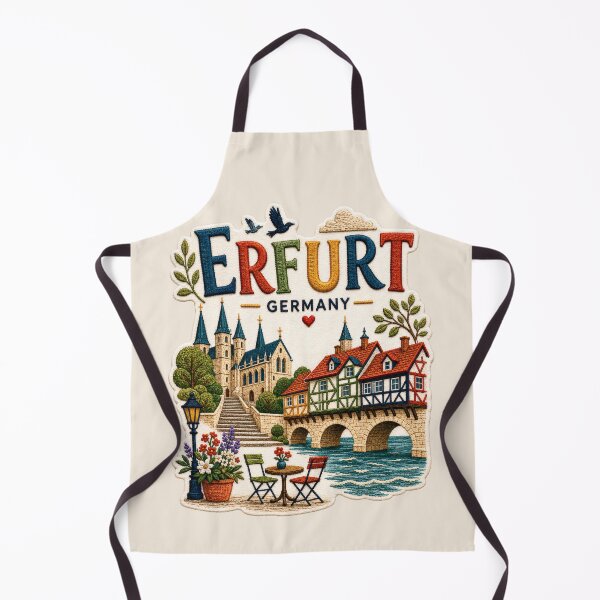 Item preview, Erfurt Krämerbrücke Embroidered Travel Art designed and sold by Witsprings.