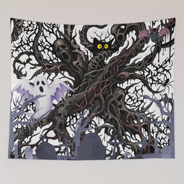 Item preview, Spooky Graveyard and Haunted Tree Goth Halloween Pattern designed and sold by VibranPalette.