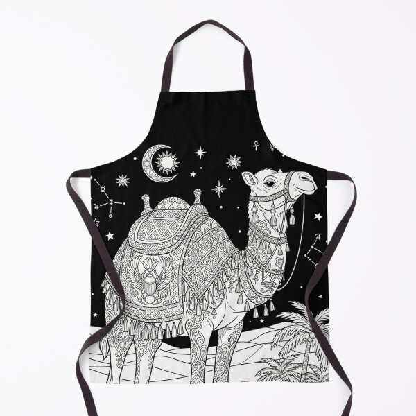 Item preview, Mystical Egyptian Camel | Desert Moon and Ancient Symbols Line Art designed and sold by Queen Cleopatra.