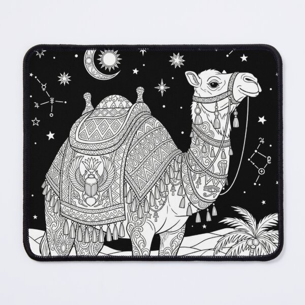 Item preview, Mystical Egyptian Camel | Desert Moon and Ancient Symbols Line Art designed and sold by Queen Cleopatra.