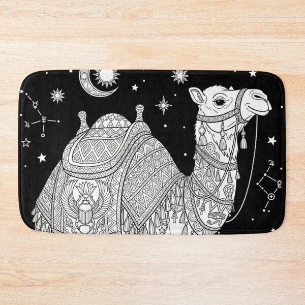 Item preview, Mystical Egyptian Camel | Desert Moon and Ancient Symbols Line Art designed and sold by Queen Cleopatra.