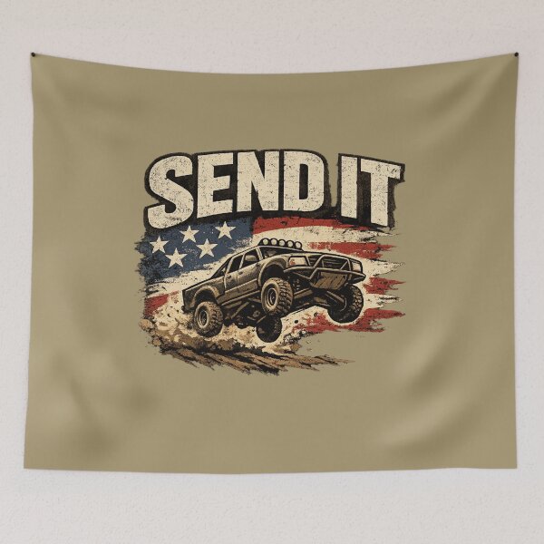 Item preview, Send It Jeep USA Flag Offroad Adventure Dirty Truck Patriot . designed and sold by LunaPrintCo.
