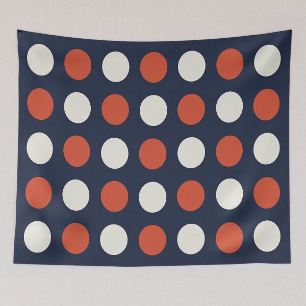 Item preview, TENNIS COURT CLAY CREAM and NAVY BLUE Symmetrical POLKA DOTS  designed and sold by RachelMacht.
