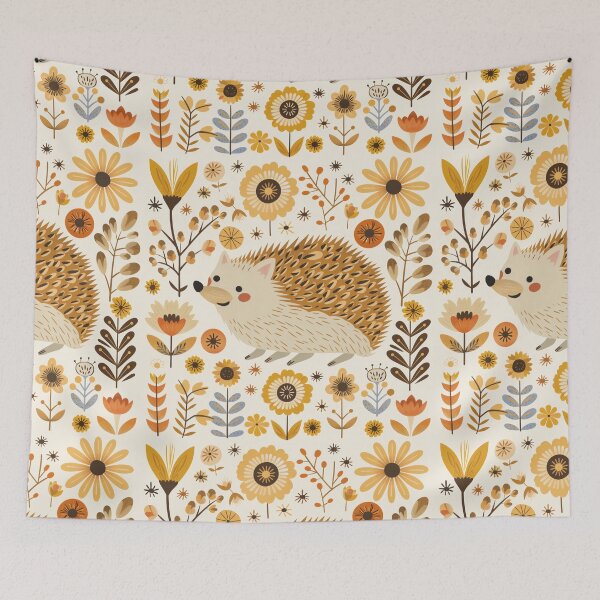 Item preview, Scandinavian Folk Art, Floral Hedgehog  designed and sold by xiao xuans.