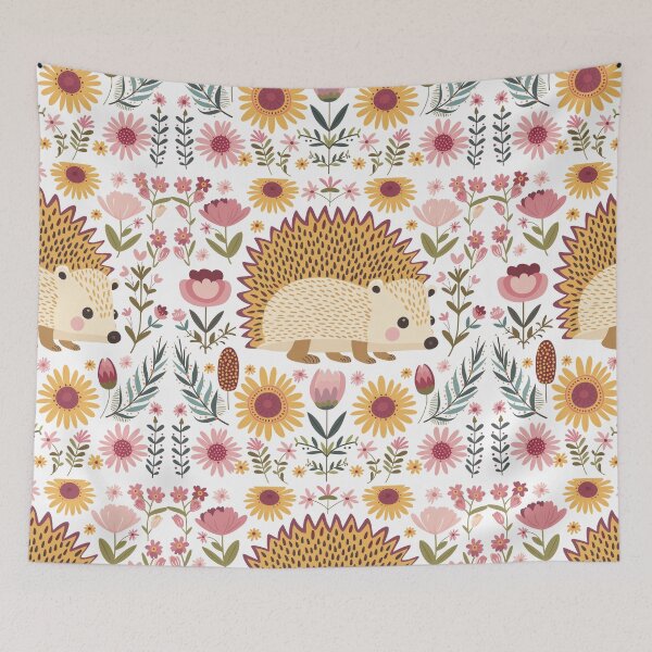 Item preview, Scandinavian Folk Art, Floral Hedgehog  designed and sold by xiao xuans.