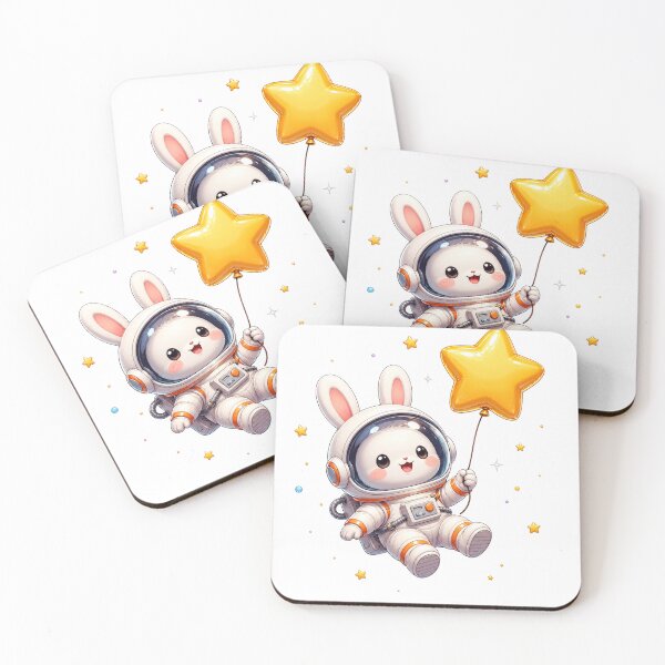 Item preview, Cute Astronaut Bunny Flying with Golden Star Balloon designed and sold by Seculinator.