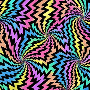 Artwork thumbnail, Pastel Neon Rainbow Zigzag Rave Comic Pattern by BeJolley
