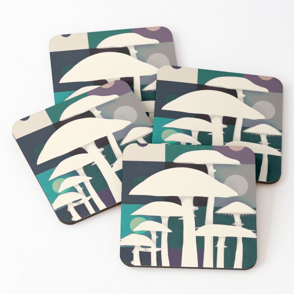 Item preview,  Minimalist mushrooms on green designed and sold by uunaa.