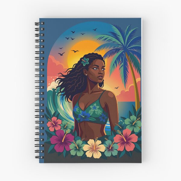 Item preview,  Tropical Paradise Sunset – Beautiful Black Woman in Hibiscus Garden designed and sold by digitalbob60.