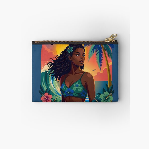 Item preview,  Tropical Paradise Sunset – Beautiful Black Woman in Hibiscus Garden designed and sold by digitalbob60.
