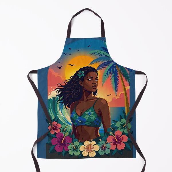 Item preview, Tropical Paradise Sunset – Beautiful Black Woman in Hibiscus Garden designed and sold by digitalbob60.