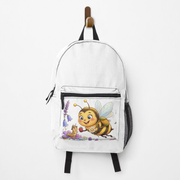Item preview, Cute Honey Bee Feeding Caterpillar Sweet Raspberry Watercolor Art designed and sold by DH-ArtLab.