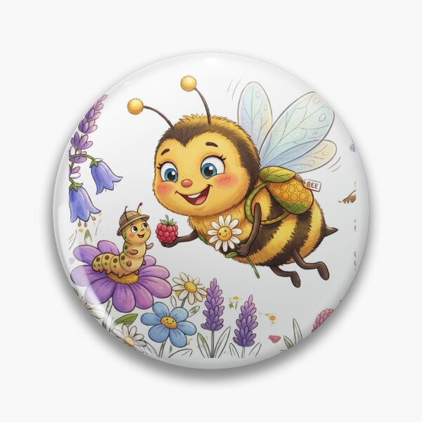Item preview, Cute Honey Bee Feeding Caterpillar Sweet Raspberry Watercolor Art designed and sold by DH-ArtLab.
