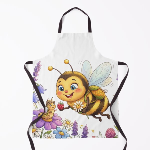 Item preview, Cute Honey Bee Feeding Caterpillar Sweet Raspberry Watercolor Art designed and sold by DH-ArtLab.