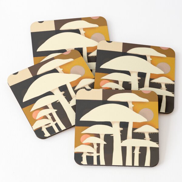 Item preview, Minimalist mushrooms on orange designed and sold by uunaa.