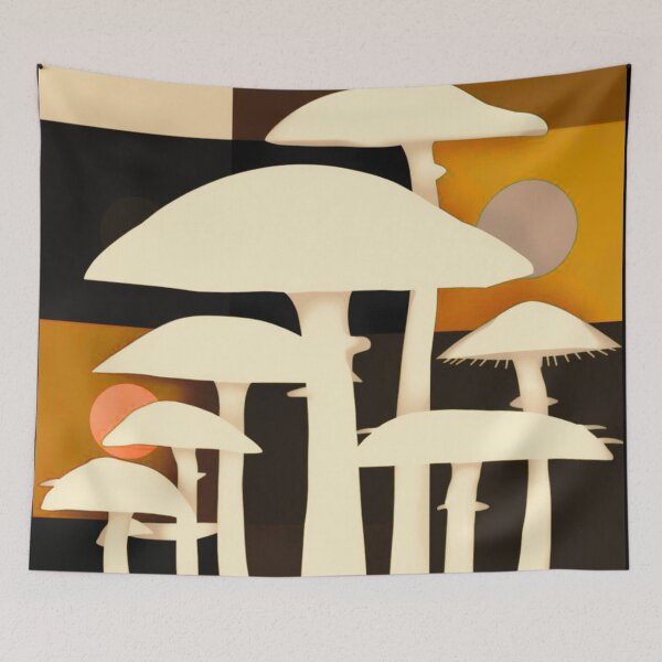 Item preview, Minimalist mushrooms on orange designed and sold by uunaa.