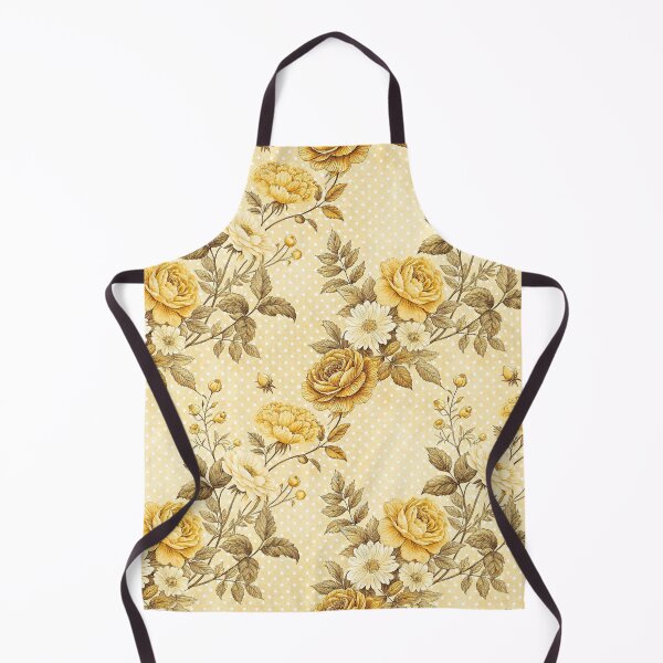 Item preview, Golden Cottagecore Floral Polka Dot Pattern designed and sold by Storybook Botanica.