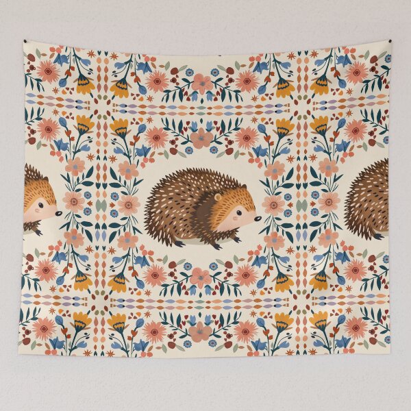 Item preview, Scandinavian Folk Art, Floral Hedgehog  designed and sold by xiao xuans.