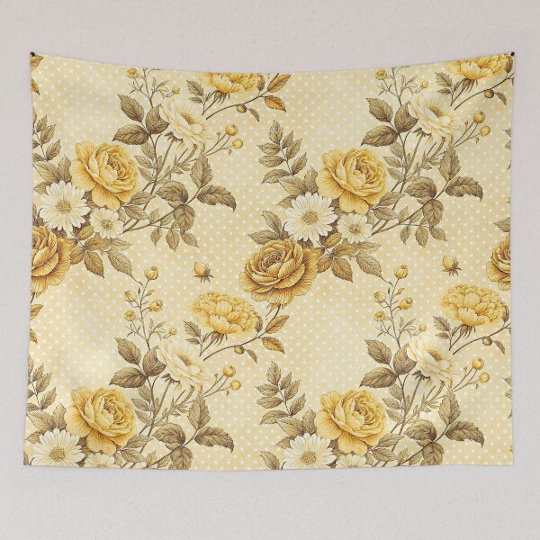 Item preview, Golden Cottagecore Floral Polka Dot Pattern designed and sold by Petal & Pattern Co.
