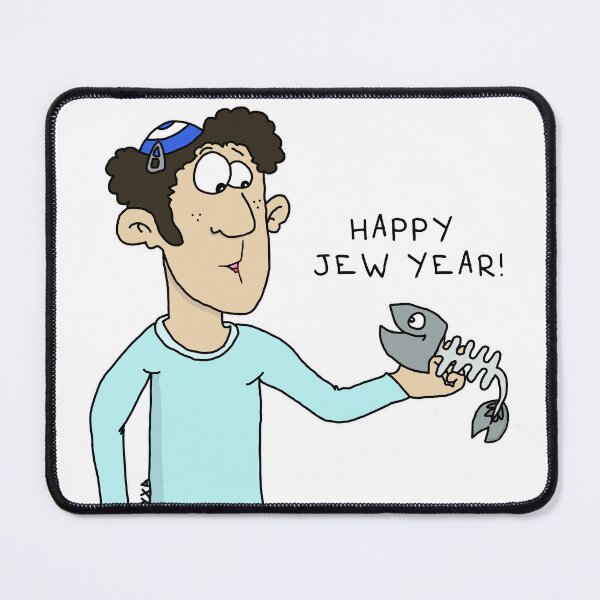Item preview, Happy Jew Year Rosh Hashanah Funny Fish Pun designed and sold by MyxaART.