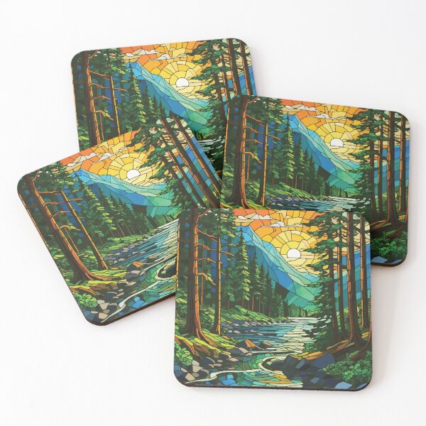 Item preview, Mosaic Forest River Landscape Art Print designed and sold by designmari.