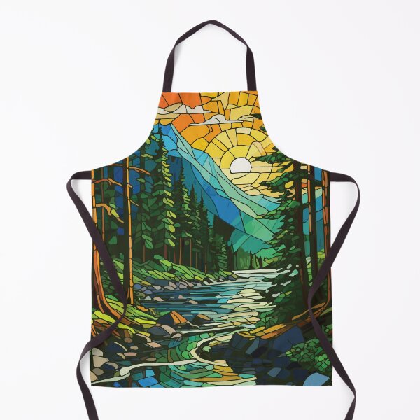 Item preview, Mosaic Forest River Landscape Art Print designed and sold by designmari.