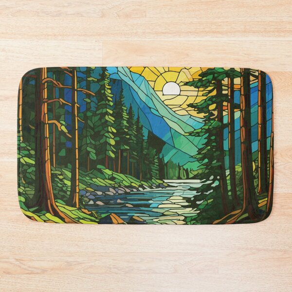 Item preview, Mosaic Forest River Landscape Art Print designed and sold by designmari.