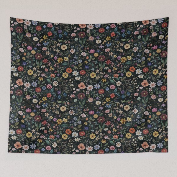 Item preview, Moody Floral Pattern Tote Bag Gift For Teacher Wildflower Meadow Illustration | Dark Aesthetic Wildflower Blanket Gift For Friend Vintage Flower Pattern | Vintage Meadow Flower Gift For Mom designed and sold by VivaFy.