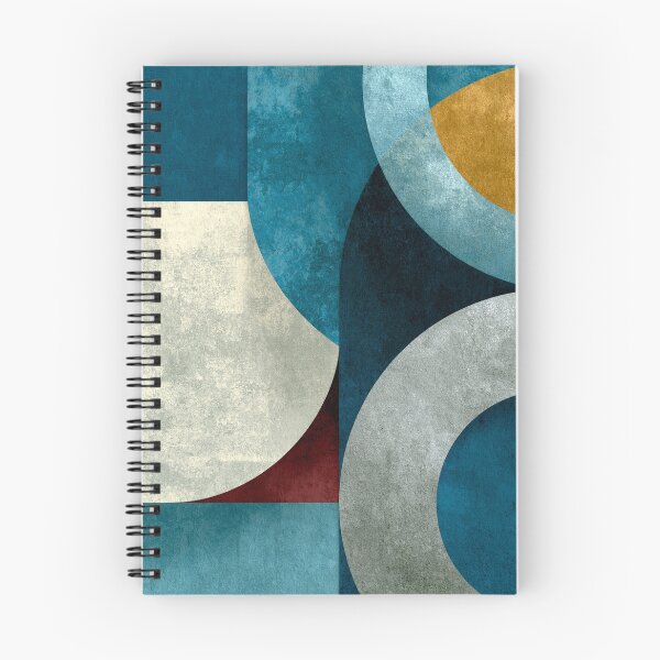 Item preview, Modern Curved Geometric Abstract in Teal & Gold designed and sold by SlowRegardArt.