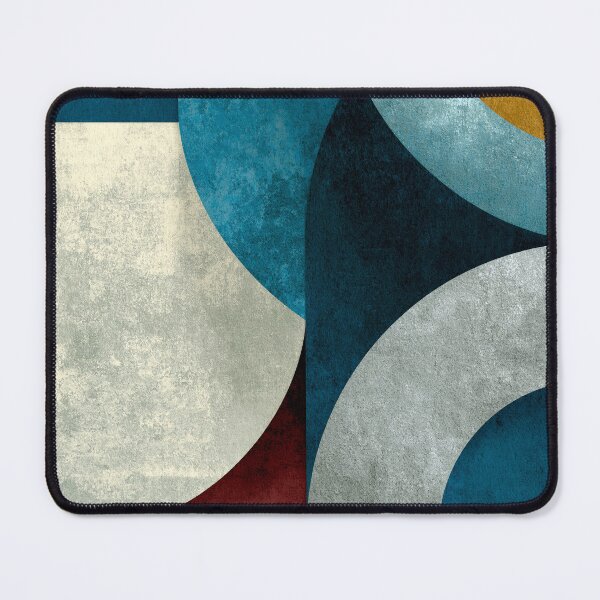 Item preview, Modern Curved Geometric Abstract in Teal & Gold designed and sold by SlowRegardArt.