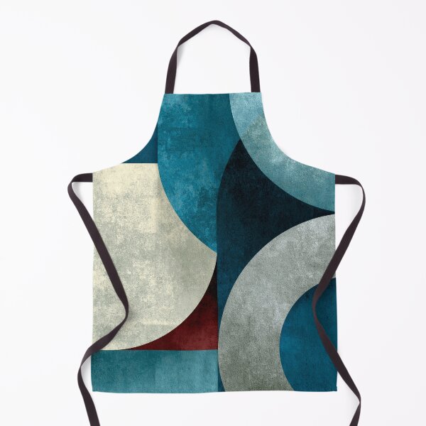 Item preview, Modern Curved Geometric Abstract in Teal & Gold designed and sold by SlowRegardArt.