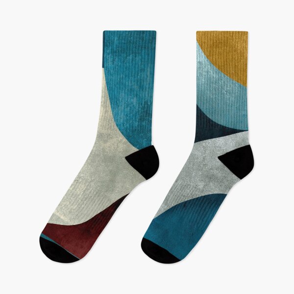 Item preview, Modern Curved Geometric Abstract in Teal & Gold designed and sold by SlowRegardArt.
