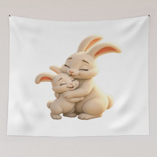 Item preview, Cute Bunny Hugging Mom Cartoon designed and sold by WantStyleyou.