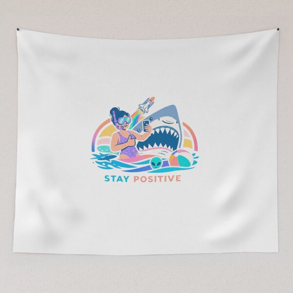 Item preview, Funny Shark Selfie Stay Positive Shirt designed and sold by Log77.