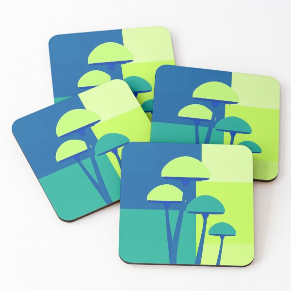 Item preview, Minimalist mushrooms on blue designed and sold by uunaa.