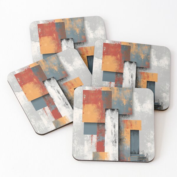 Item preview, Industrial Textured Geometric Abstract with Rust & Blue designed and sold by SlowRegardArt.