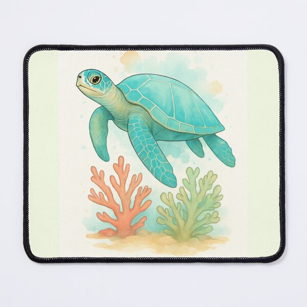 Item preview, Watercolor Coastal Sea Turtle and Coral Reef designed and sold by MKTreasures.