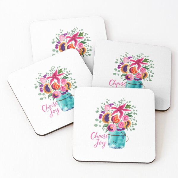 Item preview, Choose Joy Floral Mason Jar Watercolor | Inspirational Christian Flower Art designed and sold by DIY by Daphne Co..