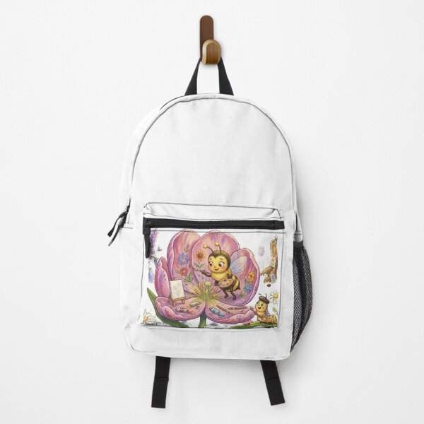 Item preview, Crazy Funny Bee Artist Painting Tulip Flower Watercolor Art designed and sold by DH-ArtLab.