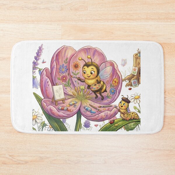 Item preview, Crazy Funny Bee Artist Painting Tulip Flower Watercolor Art designed and sold by DH-ArtLab.