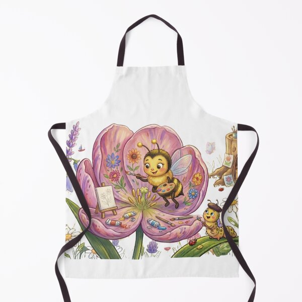 Item preview, Crazy Funny Bee Artist Painting Tulip Flower Watercolor Art designed and sold by DH-ArtLab.