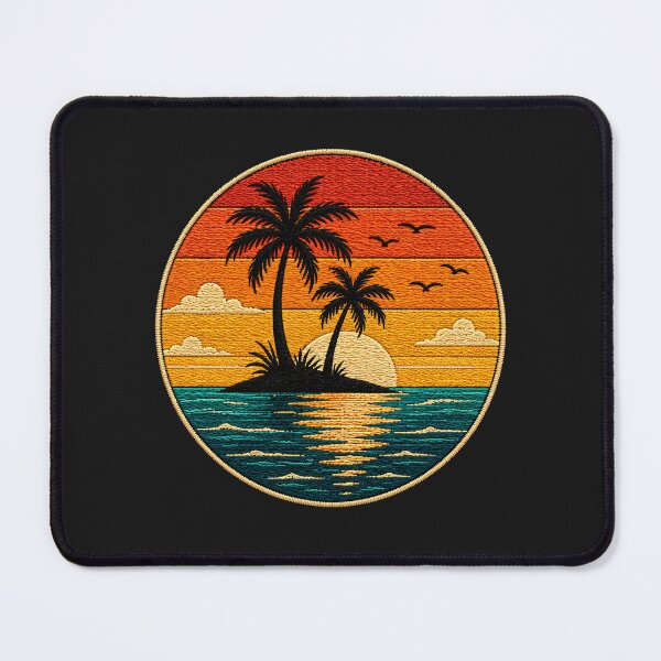 Item preview, Retro Beach Sunset Tropical Paradise Palm Trees Summer Vacation Coastal Aesthetic Vintage Ocean Landscape designed and sold by designstoriesMK.