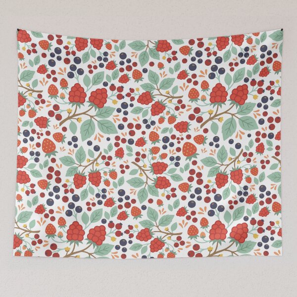 Item preview, Dark Cottagecore Wild Berry Botanical Pattern designed and sold by MingSamita.