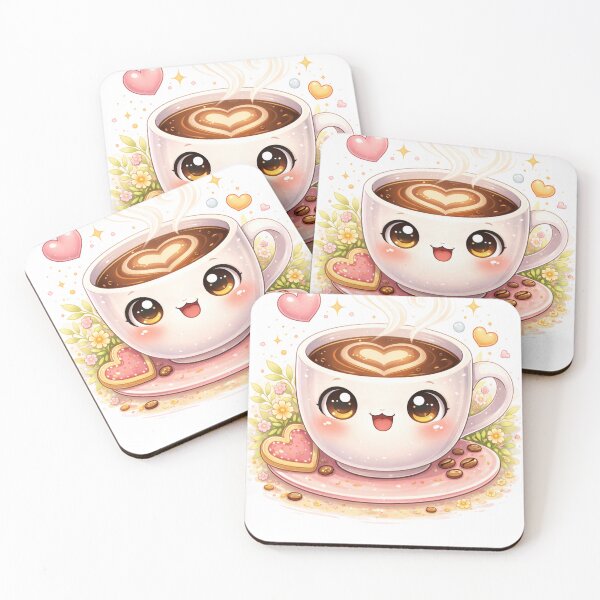 Item preview, Cute Kawaii Coffee Cup with Heart Latte Art Illustration designed and sold by Seculinator.