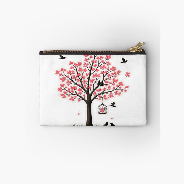 Item preview, Elegant Pink Flowering Tree and Black Birds Nature Story Wall Sticker designed and sold by ARTCREATESHOP.